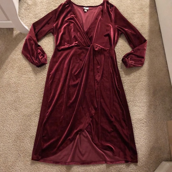 a new day Dresses & Skirts - A New Day Burgundy Velvet Dress Size Large